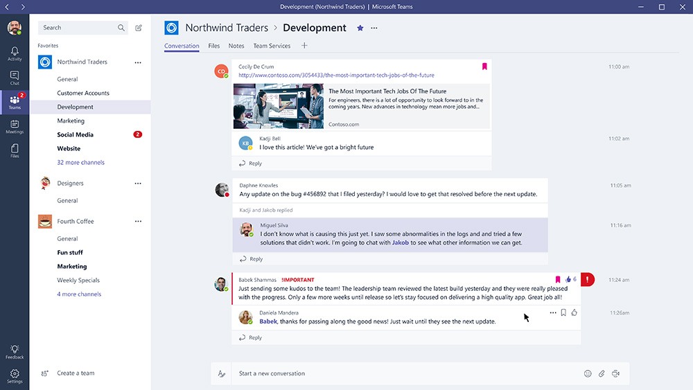 Microsoft Teams chat threaded reply responses
