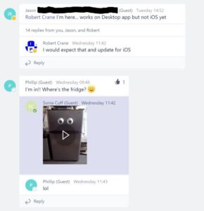 Guest accounts and native accounts having a conversation in Microsoft Teams