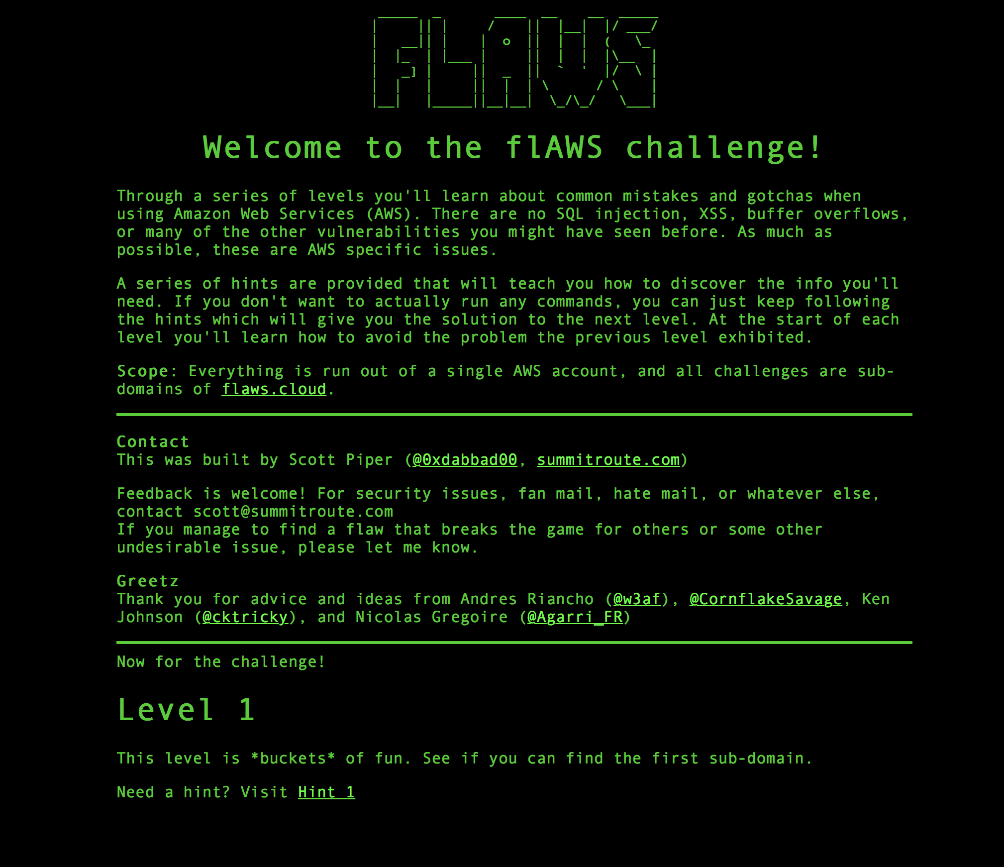 flaws game home aws security learning
